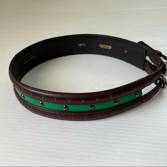 Oscar de la Renta Vintage Double Buckle Leather Belt , M